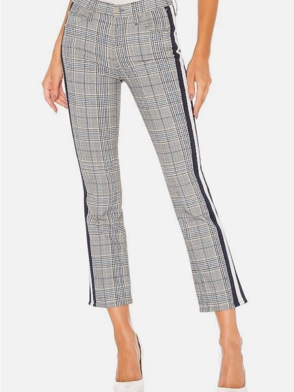 Like new MOTHER - The Insider Ankle - Plaid Cropped Flare Pants w/Side Stripe